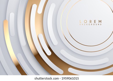 Abstract white and gold circle background