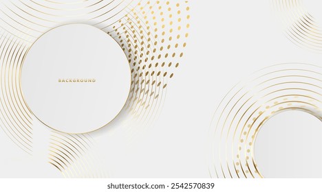 Abstract white and gold circle background