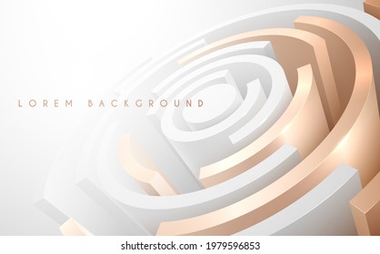 Abstract white and gold circle geometric background