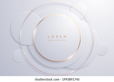 Abstract white and gold circle shapes background