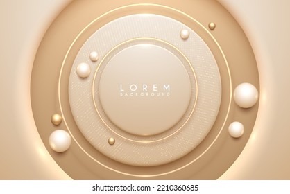 Abstract white and gold circle shapes background