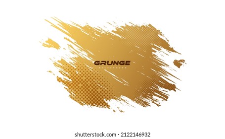 Abstract White and Gold Grunge Background with Halftone Style. Brush Stroke Illustration for Banner, Poster, or Sports. Scratch and Texture Elements For Design