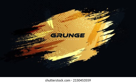 Abstract White and Gold Grunge Background with Halftone Style. Brush Stroke Illustration for Banner, Poster, or Sports. Scratch and Texture Elements For Design