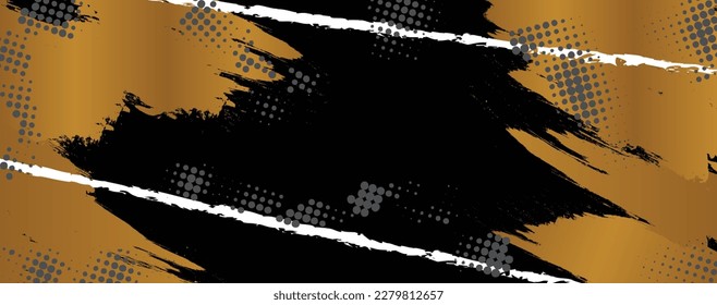 Abstract White and Gold Grunge Background with Halftone Style. Brush Stroke Illustration for Banner, Poster, or Sports. Scratch and Texture Elements For Design. copyspace for text. horizontal layout