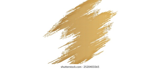 Abstract White and Gold Grunge Background with Halftone Style. Brush Stroke Illustration for Banner, Poster, or Sports. 