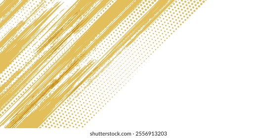 Abstract White and Gold Grunge Background with Halftone Style. Brush Stroke Illustration for Banner, Poster, or Sports. Scratch and Texture Elements