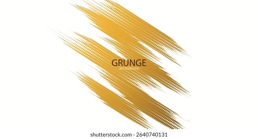 Abstract White and Gold Grunge Background with Halftone Style. Brush Stroke Illustration for Banner, Poster, or Sports. Scratch and Texture Elements For Design