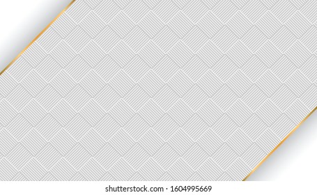 Abstract White and Gold Line Luxury Background.