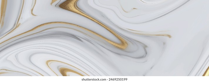 Abstract white and gold liquid fluid marble pattern background with golden stains. High resolution luxurious marble. Style incorporates the swirls of marble or the ripples of agate.