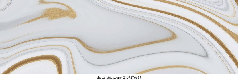 Abstract white and gold liquid fluid marble pattern background with golden stains. High resolution luxurious marble. Style incorporates the swirls of marble or the ripples of agate.