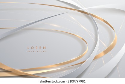 Abstract white and gold ribbons background