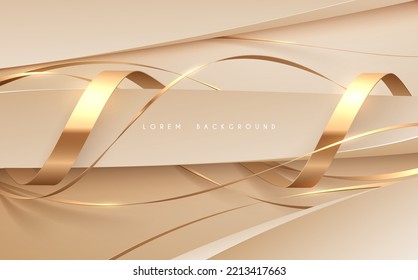 Abstract white and gold ribbons template