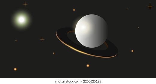 Abstract white and gold round shape with light effect