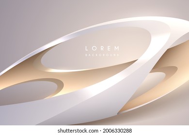 Abstract white and gold shape background