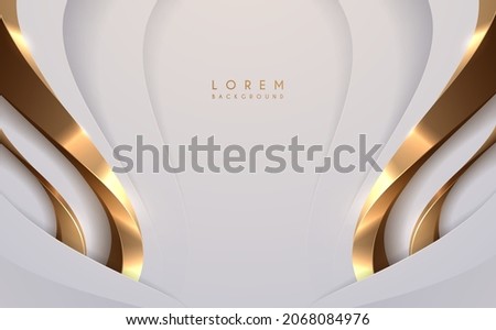 Abstract white and gold shapes background