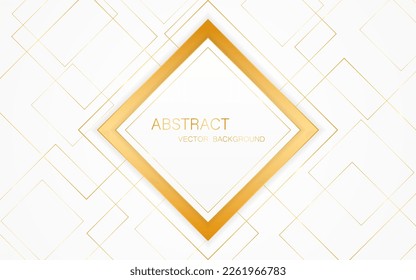Abstrakte weiße und goldene Quadrate mit eleganten goldenen Linien auf weißem Hintergrund. Eleganter weißer Hintergrund. Vektorgrafik

