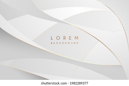 Abstract white and gold waved lines background