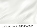 Abstract white gradient background. Minimalistic subtle wavy silver silk texture. 3D vector illustration.