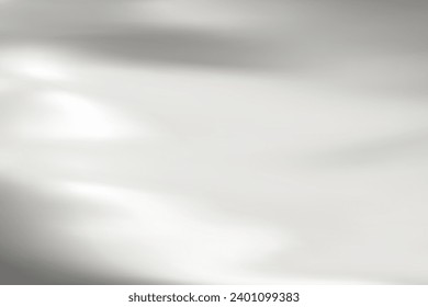 Abstract white gradient background. Minimalistic subtle wavy silver silk texture. 3D vector illustration.