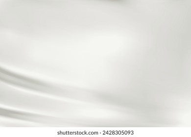 Abstrakter weißer Farbverlaufshintergrund. Minimalistische, subtile, wellige, silberne Seidenstruktur. 3D-Vektorgrafik.