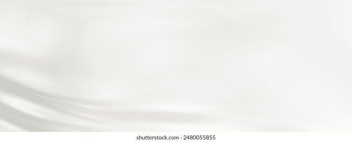 Abstract white gradient background. Minimalistic subtle wavy silver silk texture. 3D vector illustration.
