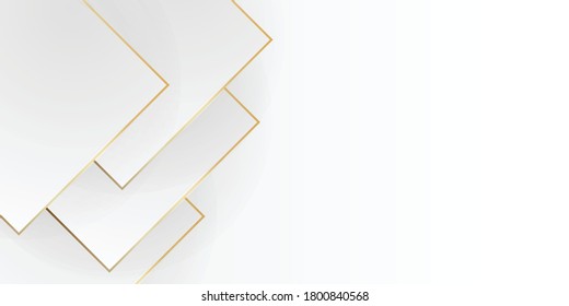 Abstract white gradient triangle low polygon pattern with golden line background. Elegant concept design for presentation design, banner, flier, and much more