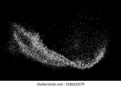 Abstract white grainy texture isolated on black background. Dust overlay textured. Grain noise particles. Snow effects. Design  element. Vector illustration, EPS 10.  