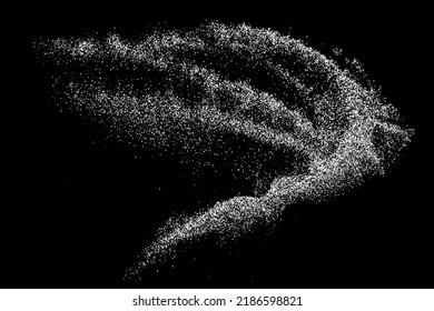 Abstract white grainy texture isolated on black background. Dust overlay textured. Grain noise particles. Snow effects. Design  element. Vector illustration, EPS 10.  