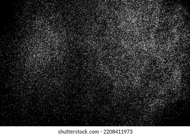 Abstract white grainy texture isolated on black background. Dust overlay textured. Grain noise particles. Snow effects. Design  element. Vector illustration, EPS 10.  
