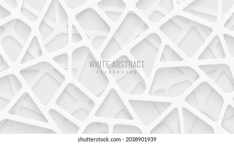 Abstract White and Gray 3D geometric line overlap layers on background. Modern tech futuristic silver color design. Can use for cover template, poster, banner web, flyer, Print ad. Vector illustration