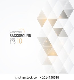 Abstract White , Gray Background, Banner  Design With Gold Triangle, Polygon Shape , Vector Illustration