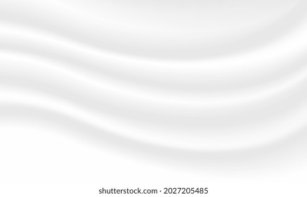 Abstract White , Gray Background with Clean Smooth Soft Wave. Elegant white curve smooth background. abstract white fabric silk texture soft, flowing milk waves for background. Vector illustration