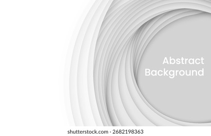 Abstractas fondo blanco y gris con capas concéntricas circulares. Diseño 3D moderno con un efecto de corte de papel para una presentación o Sitio web