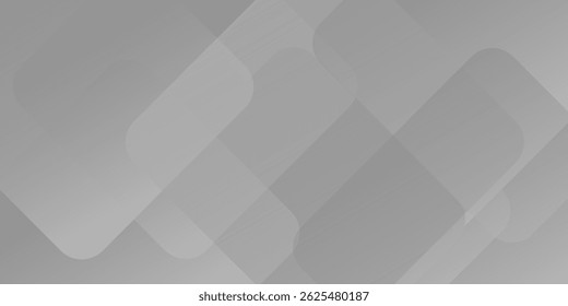 Abstract white and gray background design with layers of textured white transparent material in triangle and squares shapes. 