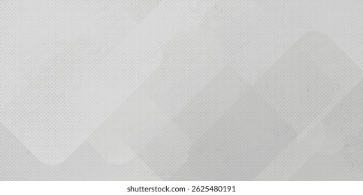 Abstract white and gray background design with layers of textured white transparent material in triangle and squares shapes. 