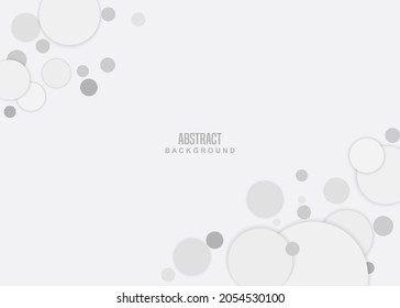 Abstract white gray background with flat and 3d circle shape ornament, free vector illustration design