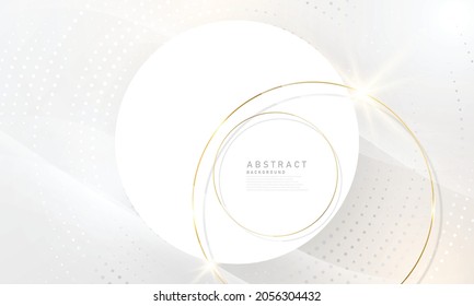 Abstract white and gray background with gorgeous golden line decoration.