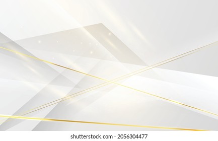 Abstract white and gray background with gorgeous golden line decoration.