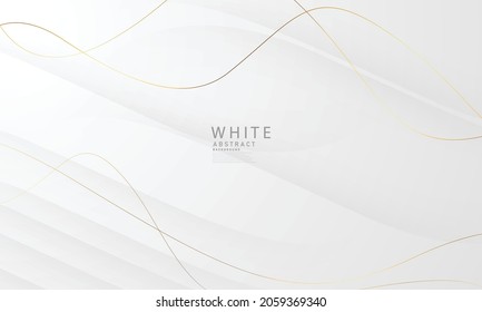 Abstract white and gray background with gorgeous golden line decoration.