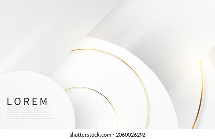 Abstract white and gray background with gorgeous golden line decoration.