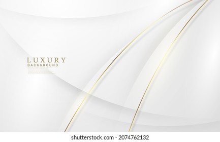 Abstract white and gray background with gorgeous golden line decoration.