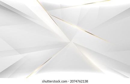 Abstract white and gray background with gorgeous golden line decoration.