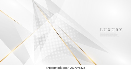 Abstract white and gray background with gorgeous golden line decoration. Luxurious.