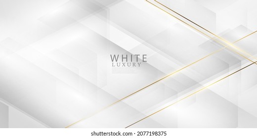 Abstract white and gray background with gorgeous golden line decoration. Luxurious.