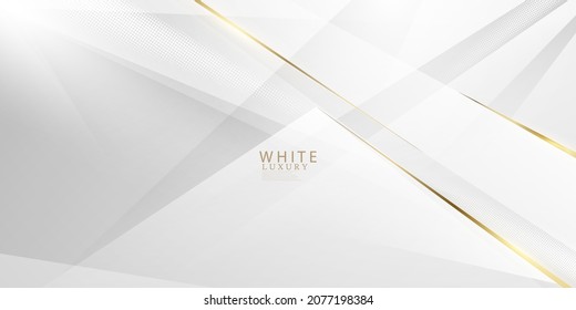 Abstract white and gray background with gorgeous golden line decoration. Luxurious.