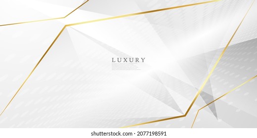 Abstract white and gray background with gorgeous golden line decoration. Luxurious.