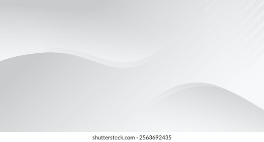 Abstract white and gray background with gradient color and dynamic curve shapes. Geometric line artistic design element for web, flyer, presentation, poster, decoration, events, and creative projects.