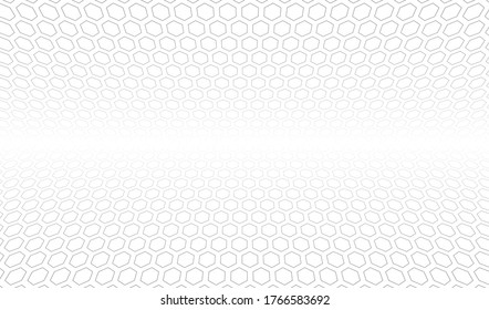 Abstrakter weißer und grauer Hintergrund. Hexagon-Gitter im Weltraum. Vektor EPS10