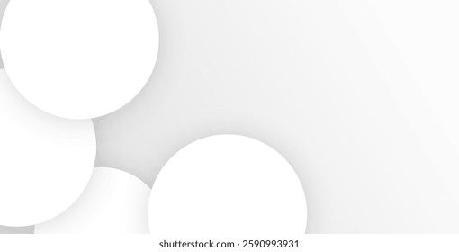 Abstract white and gray background with modern design stripes and geometric round shapes, creating a sleek vector illustration for digital projects.