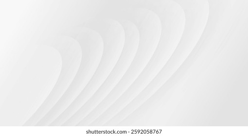 Abstract white and gray background with modern design stripes and geometric round shapes, creating a sleek vector illustration for digital projects.